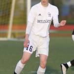 Kurtis Zylstra heads the ball in Monday&rsquo;s win over Terrace. (Photo by John Fisken)