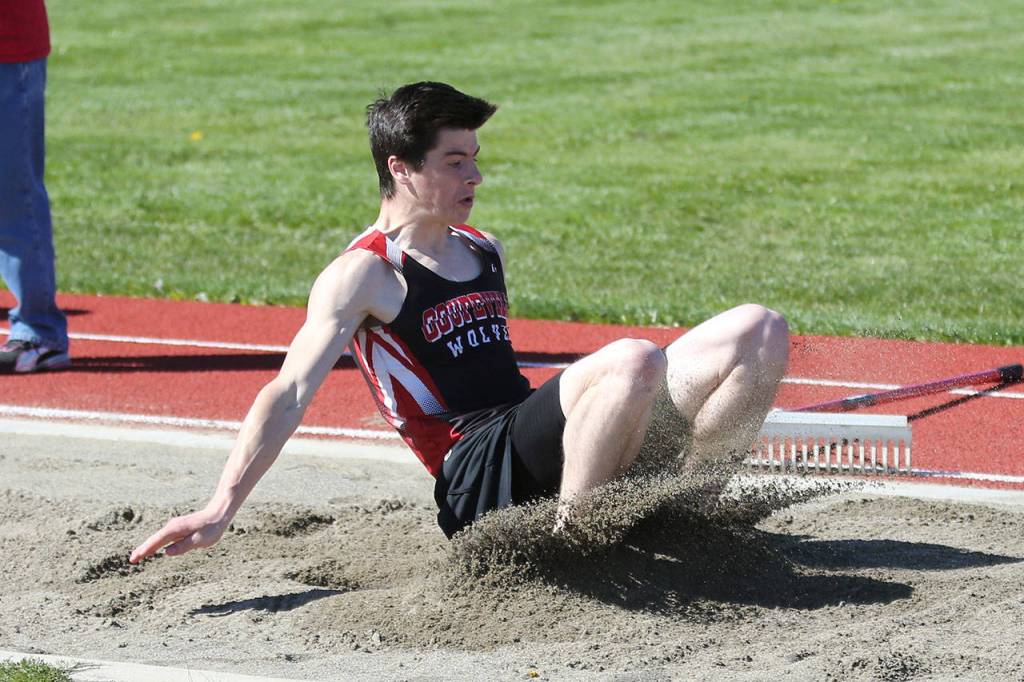 Coupeville&rsquo;s Mitchell Carroll set a school record in the triple jump at the state meet last weekend. (Photo by John Fisken)