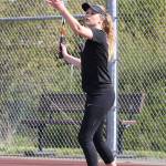 Payton Aparicio, shown here, teammed with Sage Renninger to win the Olympic League doubles title Wednesday. (Photo by John Fisken)