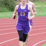 Megan Smith runs to second place in the 3,200 meters. (Photo by John Fisken)