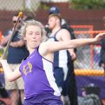 Cami Bristow claims third place in the javelin Wednesday. (Photo by John Fisken)