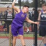 Isaac Gomez finishes sixth in the shot put at the divisional meet. (Photo by John Fisken)