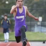 Garren Guerrero leaps to second place in the triple jump. The senior placed in four events in the meet. (Photo by John Fisken)