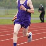 Dallas Riddle-Stevens competes in the 4x800 at M-P Saturday. (Photo by John Fisken)