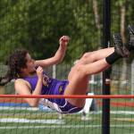Kristina Tirado competes in the district high jump at Shoreline. (Photo by John Fisken)