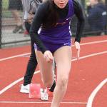 Jennifer Turnek shoots out of the blocks in 400 meters. (Photo by John Fisken)