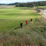 Photo by Jessie Stensland / Whidbey News Times                                Shirley Eigenbrot, left, is followed by Ann Cole, both from California, as they hike Thursday up the bluff trail at Ebey&rsquo;s Landing.