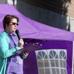 Cancer survivor Dawnelle Conlisk of Coupeville gives the main address during the opening ceremonies of the Relay for Life of Whidbey Island Friday, June 2, 2017, at North Whidbey Middle School in Oak Harbor. Photo by Ron Newberry/Whidbey News-Times