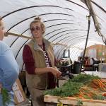 Photos by Ron Newberry/Whidbey News-Times                                Coupeville farmer Georgie Smith, left, speaks with Willowood harvest manager Alanah Lawrason last week while she rinsed off Mokum carrots in the farm&rsquo;s newly constructed packing shed. Nearly three months after a fire destroyed a historic barn on her property, Smith has watched a steady recovery and is overwhelmed by generosity from the community.