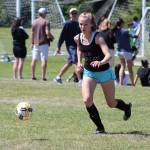 Autumn Coker dribbles up the field in the 3v3 tournament. (Photo by Trina Coe)