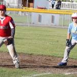 Brady Towsley, left, and Travis Westman compete in the Andrade Tournament last week. Now the North and Central Whidbey Little Leaguers are preparing for district tournament play. (Photo by Jim Waller/Whidbey News-Times)