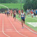 Dejon Devroe pulls away from the field as he wins the conference 800-meter title. (Photo courtesy of Shorter University Athletics)