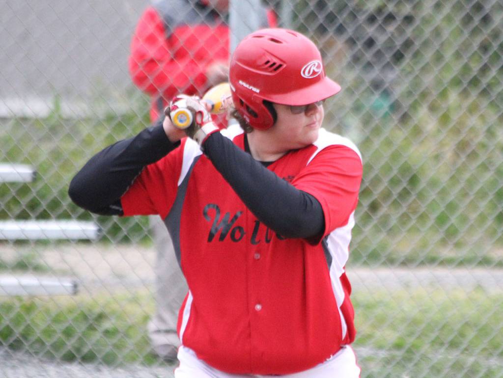 John Carlson focuses on the next pitch. (Photo by Jim Waller/Whidbey News-Times)