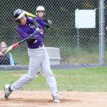 Gage McLeod takes a rip at a pitch. (Photo by John Fisken)