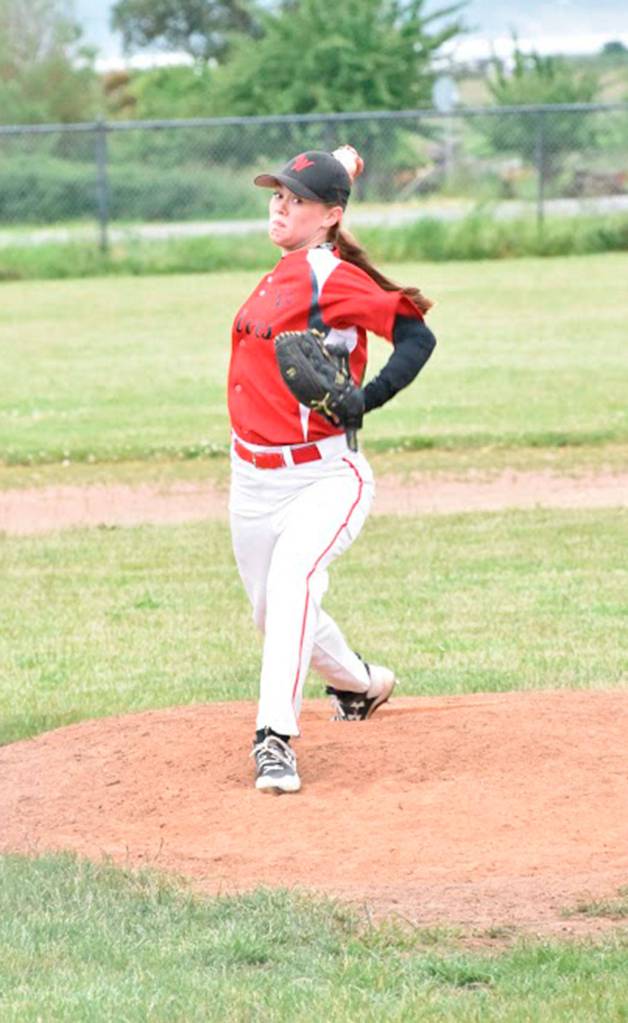 Chelsea Prescott came in in relief to pick up the pitching win for the Wolves. (Photo by Karen Carlson)