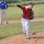 Coupeville&rsquo;s Daniel Olson lets a pitch fly against Friday Harbor. (Photo by Karen Carlson)