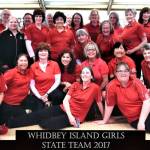 The Island Girls include (center front, left to right) Rosemary Kunow, Laura Meders; (row squatting behind) Sue Sapp, Cathi Baysa, Sally Sligh, Debbie Carrothers, Maria Crowell, Laima Scott, Jerry Crabtree, Dawn Kadolph, Sheila SanAngelo; (standing) Cleo Splane, Lorri Martin, Angie Boyer, Melanie Boyer, Clarissa West, Bette Kohlenberger, Joanne Skaar, Mary Fran Wendling, Luz Stanalonis, Kathy Gifford, Carol Decker, Carol Cuminale (leaning), LaVonne Klinefelter, Diana Struthers; (leaning) Susan Anderson, Judy Sexton, Vickie Burns, Laney Rathbun, Toni Amsler, Annette Zimmer. (Photo by Jerry Crabtree)