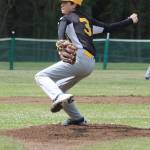 Dylan Roberts prepares to fire a pitch. (Photo by Jim Waller/Whidbey News-Times)