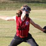 Gwen Gustfson pitches for Central Whidbey in Friday&rsquo;s game. (Photo by John Fisken)