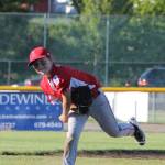 Christian Gisvold hurls a pitch for the Angels. (Photo by Jim Waller/Whidbey News-Times)