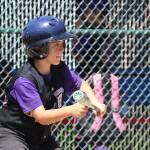Trevor Sadler shows bunt in Saturday&rsquo;s district tournament game. (Photo by John Fisken)