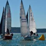 Mark Bradner and Return (39166) is the first to the bouy in the North American San Juan 24 championships. (Photo by Steve Hucke)