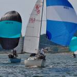 Dave Steckman on Renaissance, center, and Bill Walker on Ehu Kai, right, finished fourth and seventh, repectively, in this weekend&rsquo;s regatta. (Photo by Steve Hucke)
