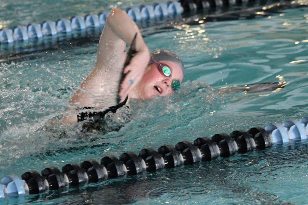 Jillian Pape goes through her practice workout Thursday. (Photo by Jim Waller/Whidbey News-Times)