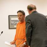 Photo by Jessie Stensland / Whidbey News-Times                                Arson suspect Blake Fountain appears in court Friday afternoon with attorney Craig Platt.