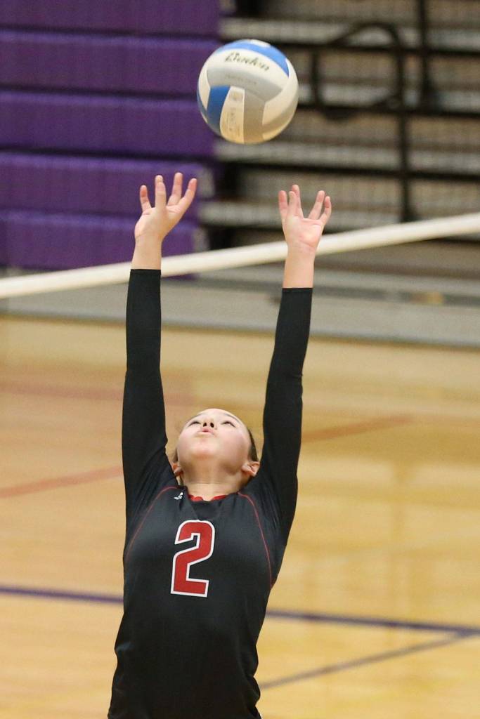 Scout Smith completes a back set for Coupeville. (Photo by John Fisken)