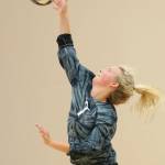 Cami Bristow serves one of her six aces against Ferndale. (Photo by John Fisken)