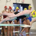 Jillian Pape takes off in one of her four races, all wins for the Wildcats. (Photo by John Fisken)