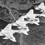 Intruders fly over Deception Pass Bridge in 1967.