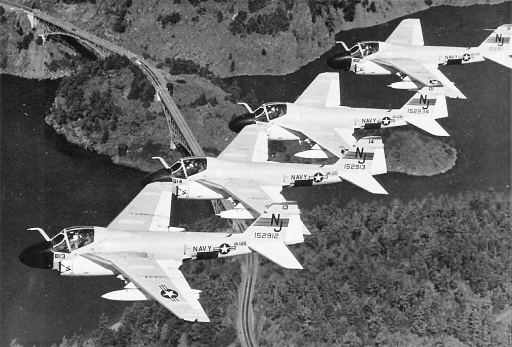 Intruders fly over Deception Pass Bridge in 1967.