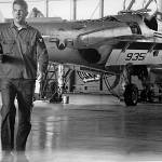 Photos provided by Naval Air Station Whidbey                                 A Naval Air Station Whidbey Island sailor is shown with an EA-6B Prowler in 1973.