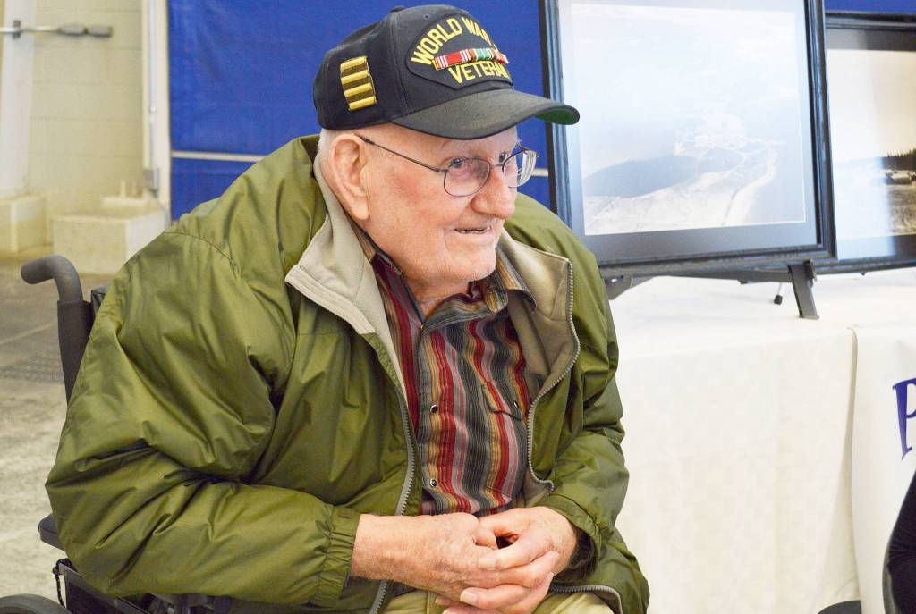 Bud Zylstra, of Oak Harbor, helped build the housing when NAS Whidbey Island was first commissioned. He attended the base&rsquo;s 75th anniversary celebration Thursday.