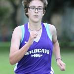 Megan Smith places sixth, second among Oak Harbor runners, in the girls race. (Photo by John Fisken)