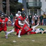 Hunter Smith flies up field after an interception. The pick set a new school career interception record. (Photo by Jim Waller/Whidbey News-Times)