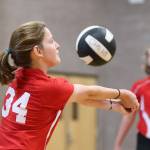 Harlee Ausmam passes for the Coupeville seventh-grade team.(Photo by John Fisken)