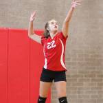 Seventh-grader Jordyn Rogers serves Coupeville.(Photo by John Fisken)