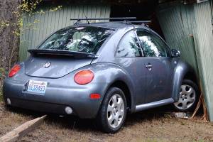 Car strikes pump house near WAIF