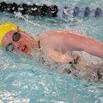 Senior Jillian Pape takes first in the 50-meter freestyle.(Photo by John Fisken)