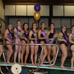 The senior members of the Oak Harbor High School swim and dive team pose after their final home meet. From the left are Scout Powell, Bailie Carroll, Jillian Pape, Naomi Garcia, Taliah Black, Olivia Tungate, Lavinia Liatti, Lydia Dorsey and Baelee Whitinger. (Photo by John Fisken)
