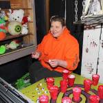 Organizer Johanna Boyle gets eyeballs ready to roll at customers coming in Frightville&rsquo;s front door. Photo by Patricia Guthrie/Whidbey News-Times