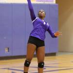 Kia Ceya serves one of her three aces in Thursday&rsquo;s match.(Photo by John Fisken)