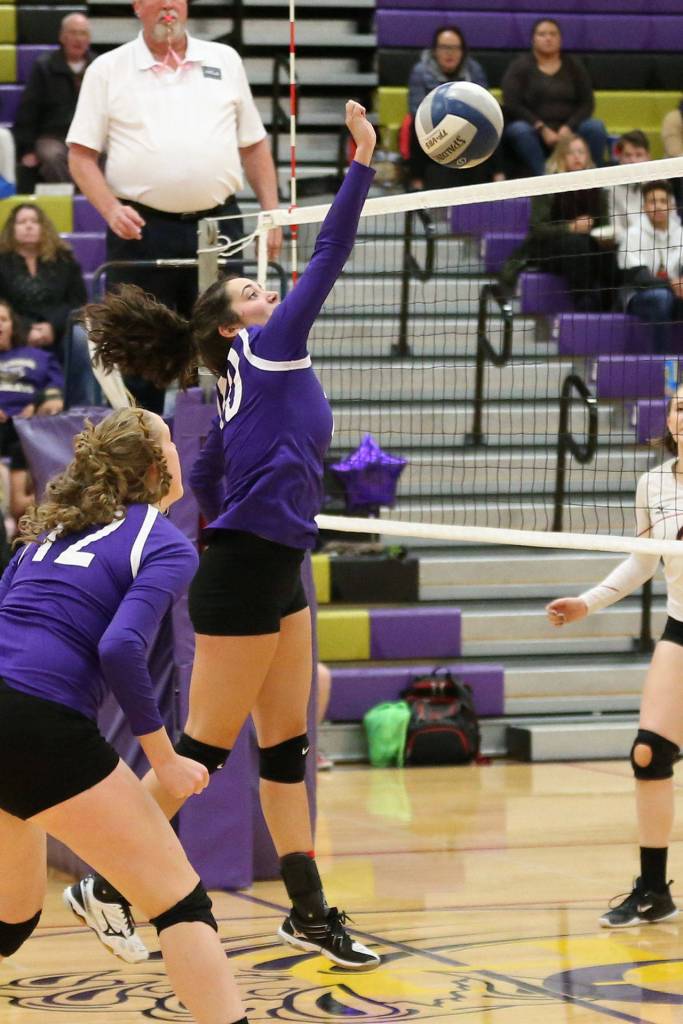 Kristina Tirado goes on the attack for Oak Harbor.(Photo by John Fisken)