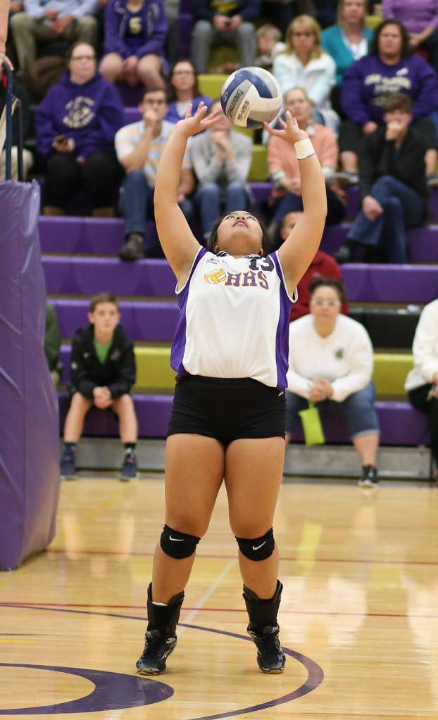 Andrea Ruben back sets in the win over Shorecrest Monday.(Photo by John Fisken)