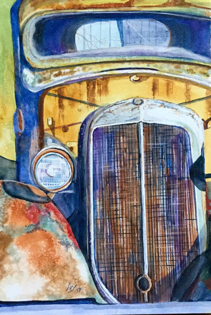 Among Ivy Breen&rsquo;s many oil, acrylic and watercolor paintings are a series featuring old trucks.