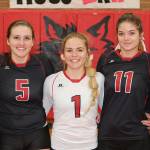 The seniors on the Coupeville volleyball team form the core of the successful female athletes from the class of 2018. From the left, Allison Wenzel, Lauren Rose, Mikayla Elfrank, Hope Lodell, Katrina McGranahan, Kyla Brisco and Payton Aparicio. (Photo by John Fisken)