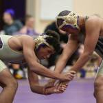 Brandon Liberty, left, and Noah Hangan look for an opening.(Photo by John Fisken)